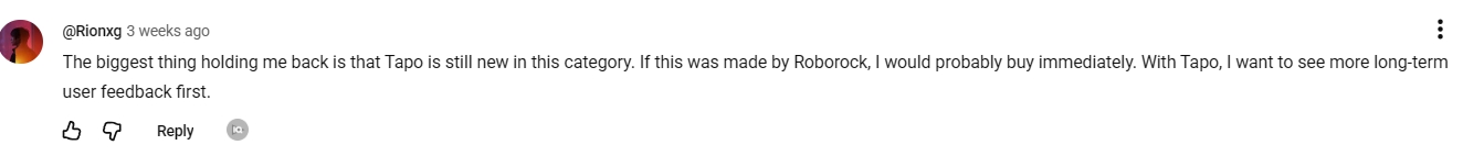 Audience comment asking for more long-term feedback before buying